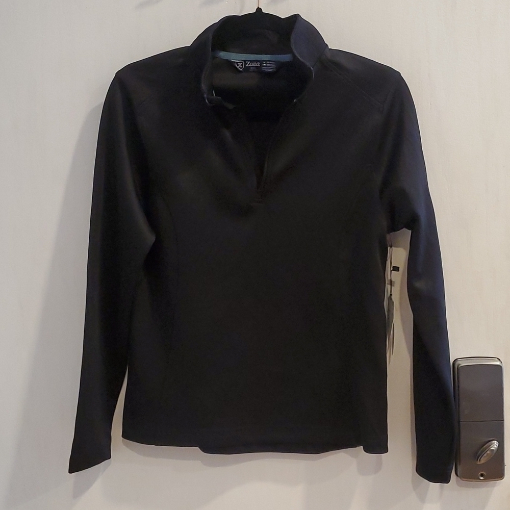 Zusa Black Influencer Quarter Pullover S NWT *flaw zipper - Picture 6 of 9